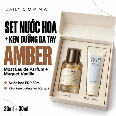 Set Nước Hoa Daily Comma Amber EDP 30ml + Kem Dưỡng Da Tay Daily Comma Muguet Vanilla 30ml