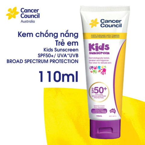Kem Chống Nắng Cho Trẻ Em Cancer Council Kids Sunscreen SPF50+ 110ml