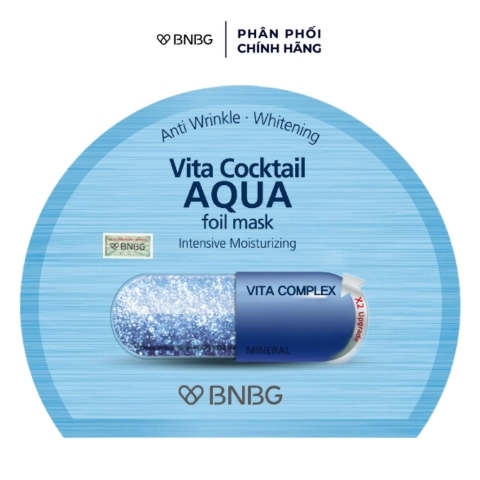 Mặt Nạ Giấy BNBG Dưỡng Ẩm Chuyên Sâu Vita Cocktail Aqua Foil 2X Upgrade 30ml (Xanh) (Mẫu Mới)