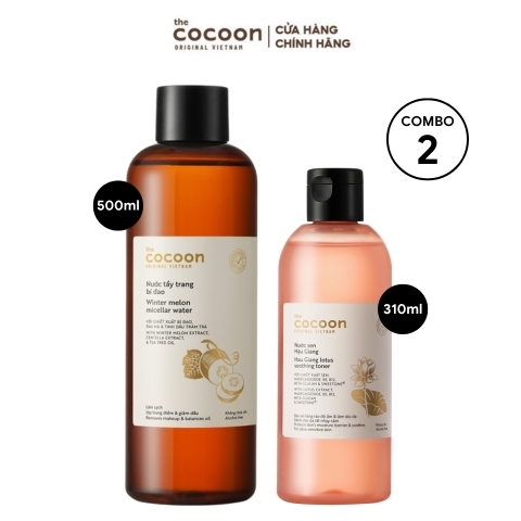 Combo Nước Tẩy Trang Bí Đao Cocoon Winter Melon Micellar Water 500ml + Nước Hoa Hồng Sen Hậu Giang Lotus Soothing 310ml