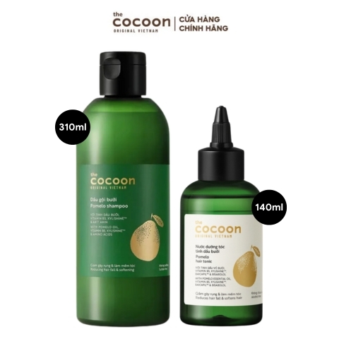 Combo Dầu Gội Bưởi Cocoon Giảm Rụng & Kích Thích Mọc Tóc Pomelo 310ml + Nước Dưỡng Tóc Tinh Dầu Bưởi Cocoon Pomelo Hair Tonic 140ml
