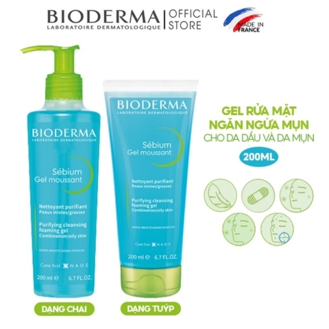 Gel Rửa Mặt Cho Da Dầu & Hỗn Hợp Bioderma Sébium Gel Moussant (Nhập Khẩu)