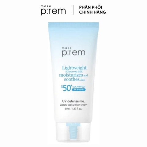 Kem Chống Nắng Hóa Học Make P:rem UV Defense Me Watery Capsule Sun Cream SPF50+ 50ml (Nhập Khẩu)