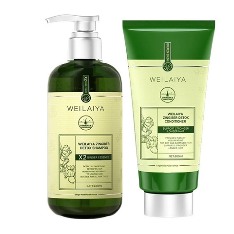 Bộ Dầu Gội Gừng Detox Hỗ Trợ Mọc Tóc Weilaiya Luxury