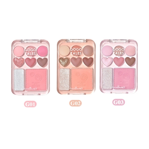 Bảng Phấn Mắt Và Má Hồng 8 Ô Gogo Tales Stick Sweet Heart Powder Blusher Eyeshadow Palette 9.5g