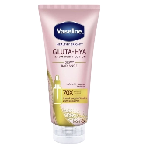 Dưỡng Thể Vaseline Sáng Da Ban Đêm Gluta-Hya Serum Burst Lotion Dewy Radiance 70X (Hồng) 300ml