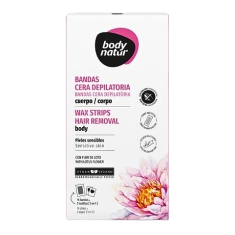 Bộ Miếng Dán Tẩy Lông Cho Da Nhạy Cảm Body Natur Wax Strips Hair Removal Body Sensitive Skin (16+2)