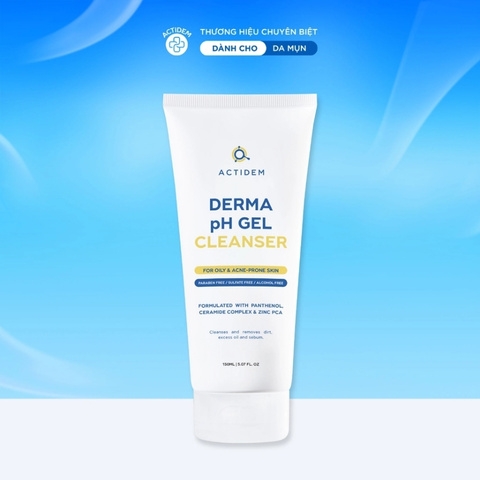 Gel Rửa Mặt Dành Cho Da Dầu Mụn Actidem Derma pH Gel Cleanser 150ml