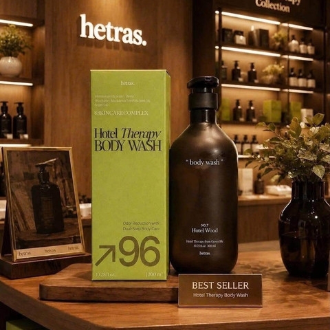Sữa Tắm Hương Nước Hoa Hetras Hotel Therapy Body Wash 1013ml (Mẫu Mới) (Hộp Xanh) - No.07 Hotel Wood