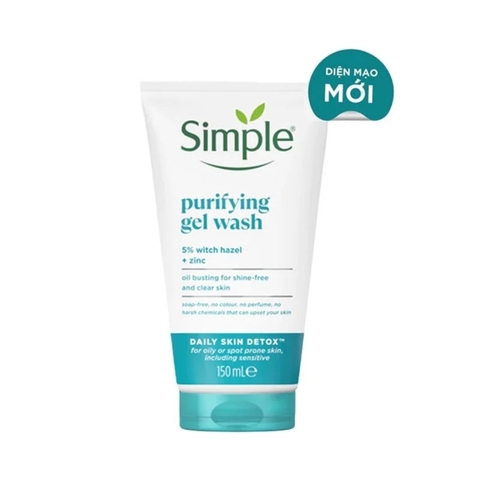 Gel Rửa Mặt Simple Kiềm Dầu, Ngừa Mụn Cho Da Nhạy Cảm Purifying Gel Wash 150ml
