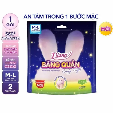 Băng Vệ Sinh Diana Dạng Quần 360 Độ Chống Tràn Comfy Night Size M-L (Ban Đêm)