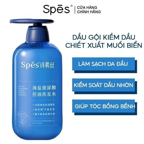 Dầu Gội Muối Biển Cấp Ẩm Suôn Mượt Spes Sea Salt Hyaluronic Acid Oil Control 600ml