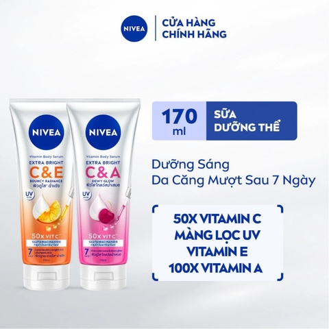Sữa Dưỡng Thể Nivea Dưỡng Sáng Da 50X VitC Vitamin Body Serum 170ml