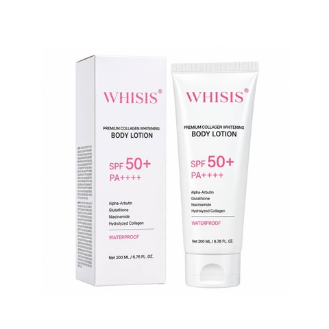 Dưỡng Thể Whisis Dưỡng Trắng Chống Nắng Premium Collagen Whitening Body Lotion SPF50+200ml (Mẫu Mới)