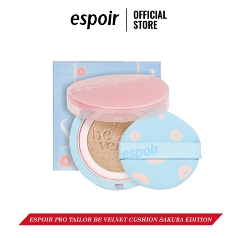 Phấn Nước 2 Lõi Espoir Pro Tailor Be Velvet Cover Cushion SPF34+ (Cherry Blossom Edition) - 21 Ivory