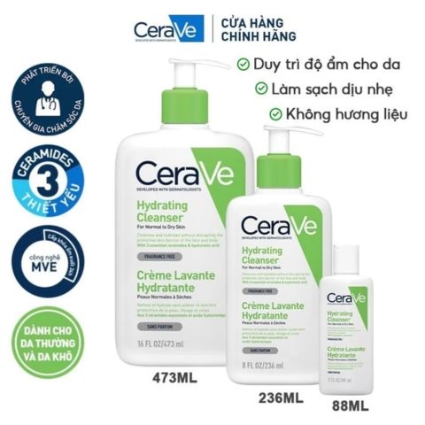 Sữa Rửa Mặt Dưỡng Ẩm Cerave Cho Da Thường, Da Khô Hydrating Cleanser (Nhập Khẩu)