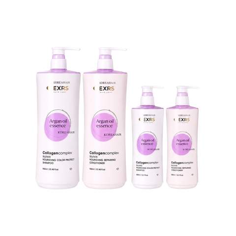 Bộ Gội Xả Olexrs Argan Oil Essence Collagen Complex Phục Hồi, Giữ Màu Tóc 2024 (Tím)