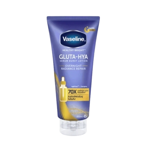 Dưỡng Thể Vaseline Trắng Da Ban Đêm Gluta-Hya Serum Burst Lotion Overnight Radiance (Xanh)