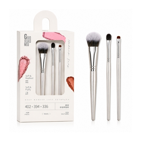 Bộ Cọ Trang Điểm Mắt Má Guoxiaoniu Rose Gold Glam Brush Set (3 Cây)