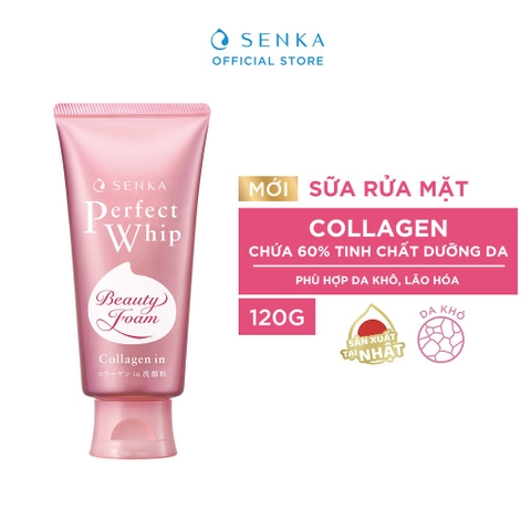 Sữa Rửa Mặt Senka Tạo Bọt Bổ Sung Collagen Perfect Collagen In 120g (Mẫu Mới)