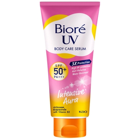 Serum Chống Nắng Dưỡng Thể Sáng Da Biore UV Body Care Serum Intensive Aura SPF50 (Hồng) 150ml