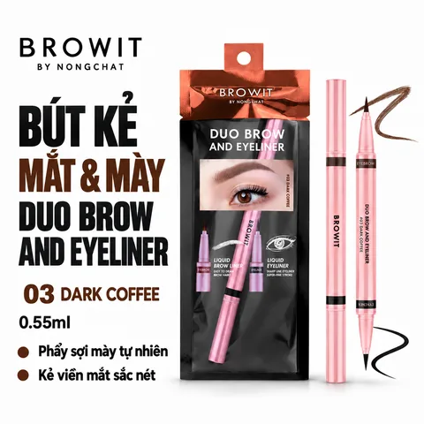 Bút Trang Điểm Mắt Và Mày Browit Duo Brow And Eyeliner 0.55ml - 03 Dark Coffee