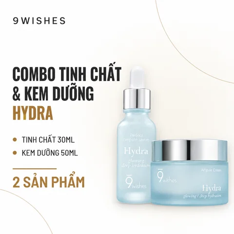 Combo Tinh Chất & Kem Dưỡng 9Wishes Hydra Ampule Serum 30ml & Hydra Ampule Cream 50ml