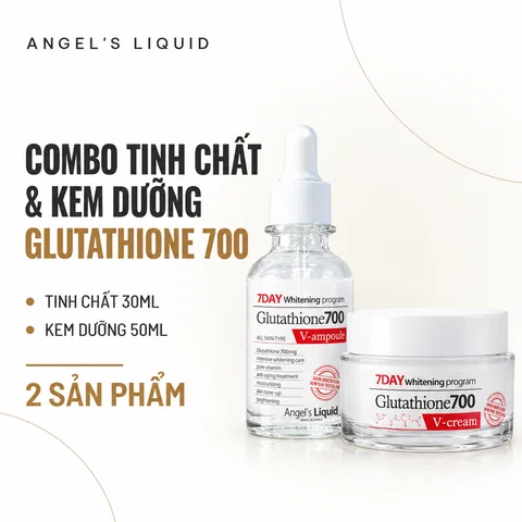 Combo Tinh Chất & Kem Dưỡng Angel's Liquid 7Day Glutathione 700 V-Ampoule 30ml & V-Cream 50ml
