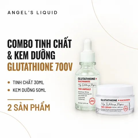 Combo Tinh Chất & Kem Dưỡng Angel's Liquid Glutathione + Niacinamide 700V Ampoule 30ml & 700V Cream 50ml