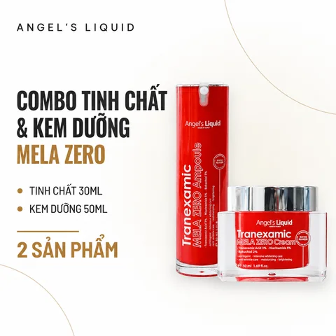 Combo Tinh Chất & Kem Dưỡng Angel's Liquid Tranexamic Mela Zero Ampoule 30ml & Mela Zero Cream 50ml