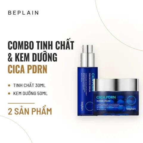 Combo Tinh Chất & Kem Dưỡng Beplain Cica PDRN Skin Booster Serum 30ml & Cica PDRN Repair Cream 50ml