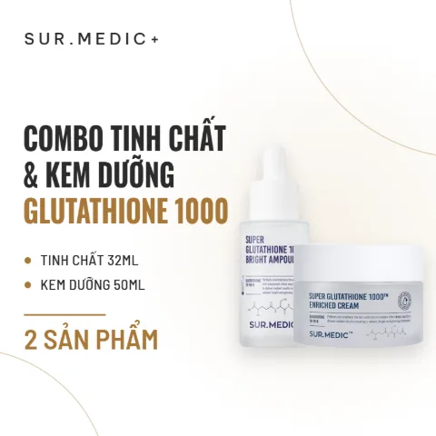 Combo Tinh Chất & Kem Dưỡng Sur.Medic Super Glutathione 1000 Bright Ampoule 32ml & Enriched Cream 50ml