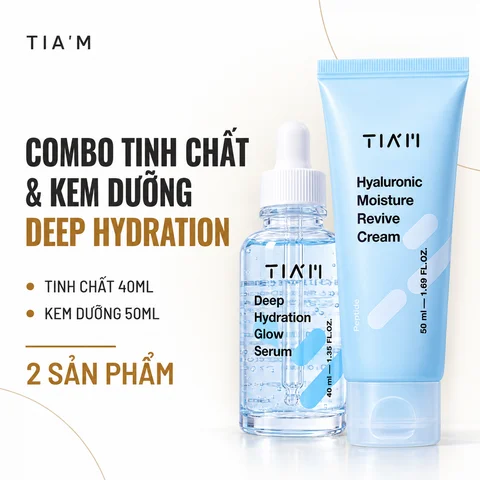 Combo Tinh Chất & Kem Dưỡng TIA'M Deep Hydration Glow Serum 40ml & Hyaluronic Moisture Revive Cream 50ml