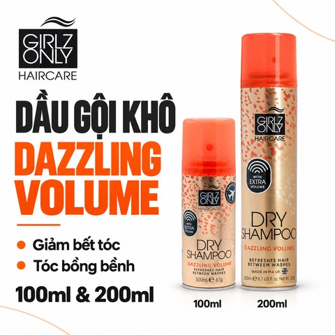 Dầu Gội Khô Girlz Only Dry Shampoo Dazzling Volume (Tóc Bồng Bềnh Tức Thì)