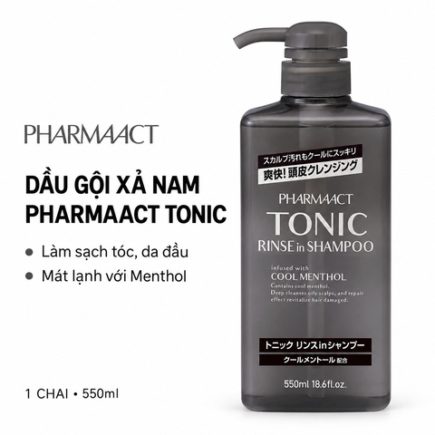 Dầu Gội Xả Nam Pharmaact Tonic Bạc Hà Rinse In Shampoo