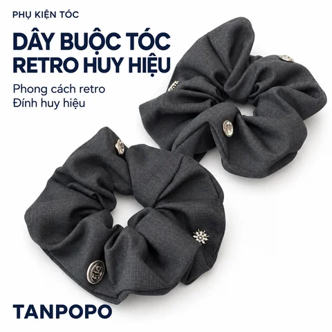 Dây Buộc Tóc Retro Đính Huy Hiệu