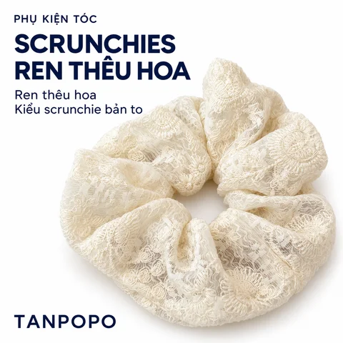 Dây Buộc Tóc Scrunchies Ren Thêu Hoa