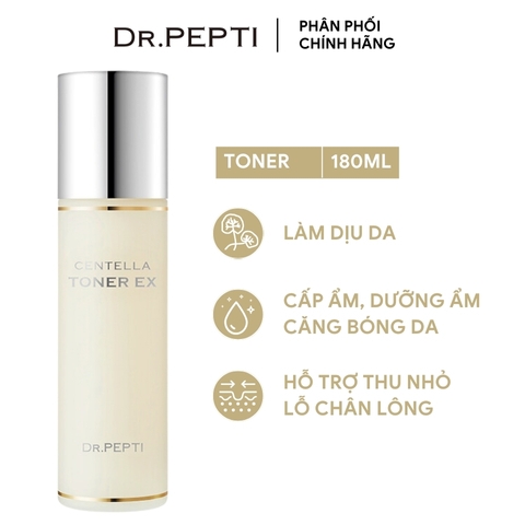 Nước Hoa Hồng Dr.Pepti Dưỡng Da Căng Bóng Centella Toner EX 180ml