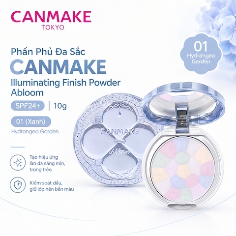Phấn Phủ Đa Sắc Canmake Tokyo Illuminating Finish Powder Abloom SPF24+10g - 01 (Xanh)