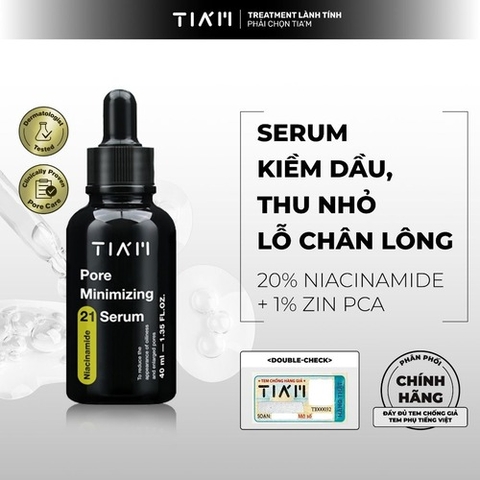 Tinh Chất TIA'M Kiểm Soát Dầu Nhờn Thu Nhỏ Lỗ Chân Lông 20% Niacinamide + 1% Zin C Pore Minimizing 40ml (Đen)