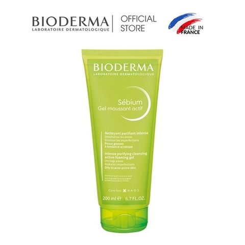 Gel Rửa Mặt Dành Cho Da Dầu Mụn Và Da Hỗn Hợp Bioderma Sebium Gel Moussant Actif (Nhập Khẩu)