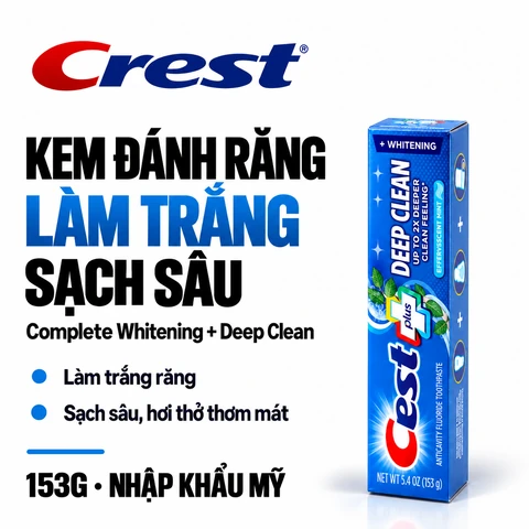 Kem Đánh Răng Làm Trắng Sạch Sâu Crest Complete Whitening + Deep Clean 153g (Nhập Khẩu Mỹ)