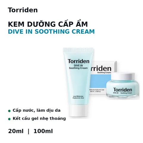 Kem Dưỡng Ẩm Cấp Nước Torriden Dive In Soothing Cream (Nhập Khẩu)
