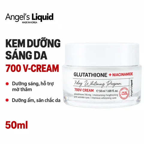Kem Dưỡng Angel's Liquid Hỗ Trợ Sáng Da, Mờ Thâm Nám 7 Day Glutathione + Niacinamide 700 V-Cream 50ml