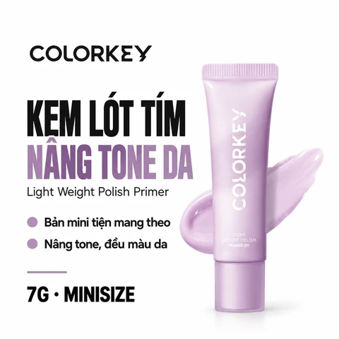 Kem Lót Colorkey Light Weight Polish Primer 7g (Minisize) - Tím (Nâng Tone Da)