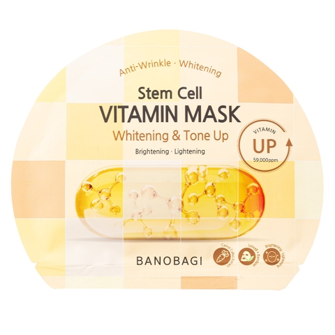 Mặt Nạ Giấy Banobagi Stem Cell Vitamin Mask Whitening & Tone Up (Dưỡng Sáng, Nâng Tông Da)