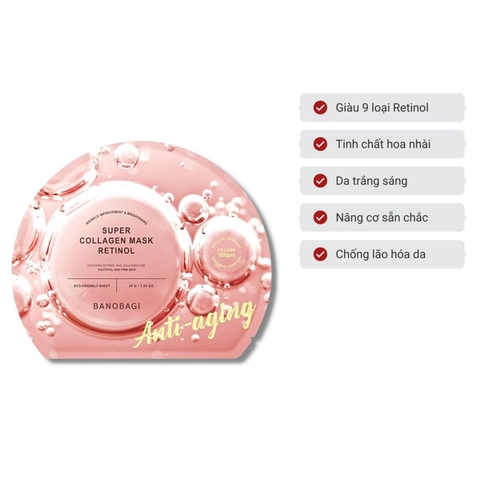 Mặt Nạ Giấy Chống Lão Hóa, Làm Sáng Da Banobagi Super Collagen Mask Retinol Anti-Aging 30g