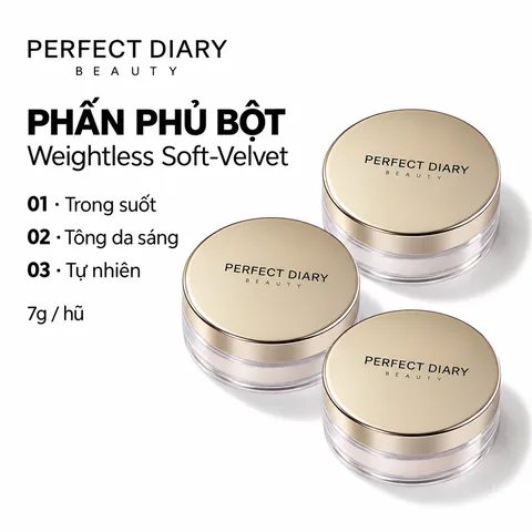 Phấn Phủ Dạng Bột Kiềm Dầu Perfect Diary Weightless Soft-Velvet Blurring Loose Powder 7g