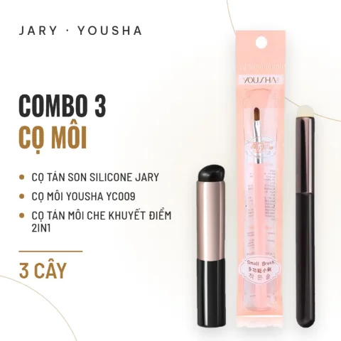 Combo 3 Cọ Môi Cọ Tán Son Silicone Jary & Cọ Môi Yousha YC009 & Cọ Tán Môi Che Khuyết Điểm 2in1