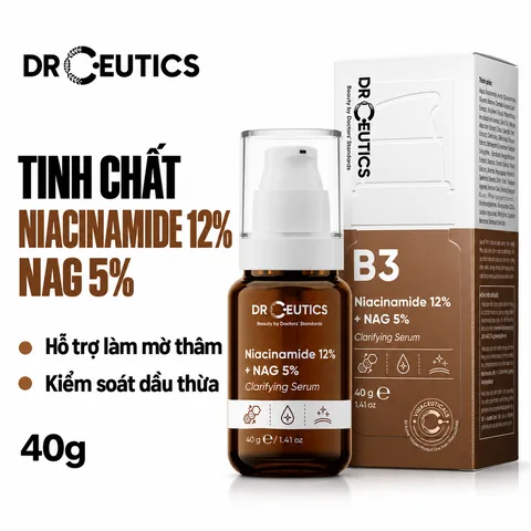 Serum DrCeutics Giảm Thâm Mụn, Kiềm Dầu Niacinamide 12% + NAG 5% Clarifying Serum 40g